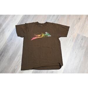 Billabong New York Graphic T-Shirt Brown Surf Skate Tee Mens Medium Vintage